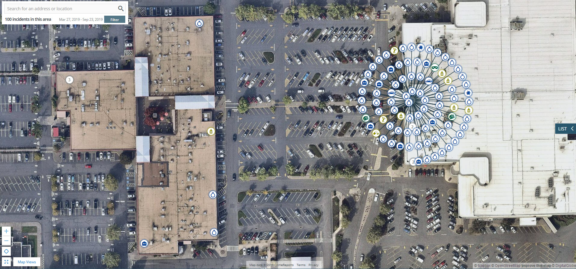 Crime Map around Beaverton Fred Meyers over the last six months